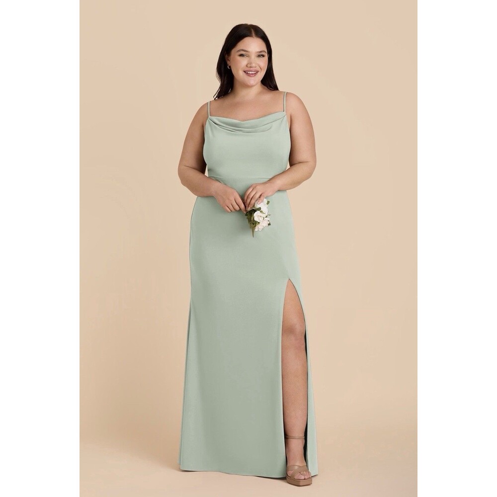 Birdy Grey Sage Green Cowl Neck Maxi Dress Curve 1X Bridesmaid Formal Dress